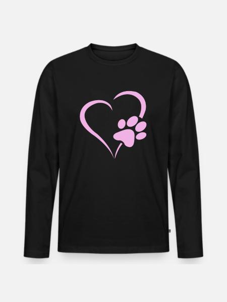 Hunde Pfoten Herz Welpen Pfoten Geschenk - Männer Premium Bio Langarmshirt - Schwarz