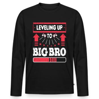 Leveling up to Big Bro - Men's Premium Organic Long Sleeve Shirt - black - Front - Nico (187cm)