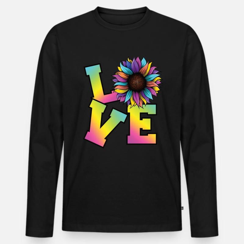 Hippie Kostüm Damen - Männer Premium Bio Langarmshirt - Schwarz