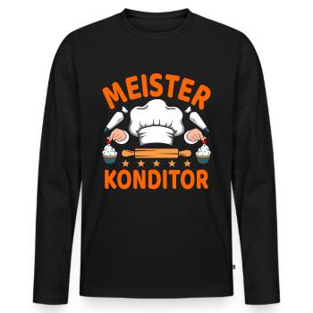 Meisterkonditor Bester Konditor Lustiges - Männer Premium Bio Langarmshirt - Schwarz - Vorne - Nico (187cm)