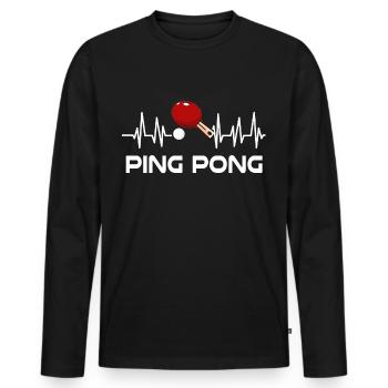 Ping-pong, tennis de table, tennis de table - T-shirt manches longues Premium bio Homme - noir - Devant - Nico (187cm)