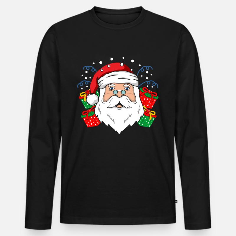 Santa Weihnachtsmann - Männer Premium Bio Langarmshirt - Schwarz