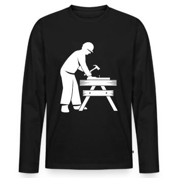 Schreiner - Männer Premium Bio Langarmshirt - Schwarz - Vorne - Nico (187cm)