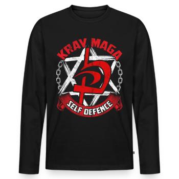 Krav Maga Shalom Israel Martial Arts Military Sports - Men's Premium Organic Long Sleeve Shirt - black - Front - Nico (187cm)
