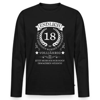 Endlich 18 Jahre 18. Geburtstag 2003 - Männer Premium Bio Langarmshirt - Schwarz - Vorne - Nico (187cm)