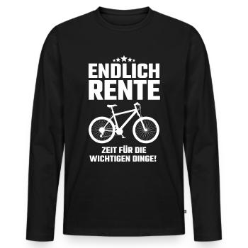 Endlich Rente Fahrrad Fahrradfahrer - Männer Premium Bio Langarmshirt - Schwarz - Vorne - Nico (187cm)
