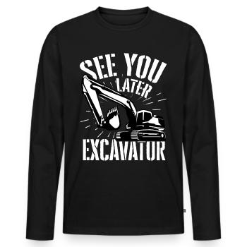 Excavator road construction - Men's Premium Organic Long Sleeve Shirt - black - Front - Nico (187cm)