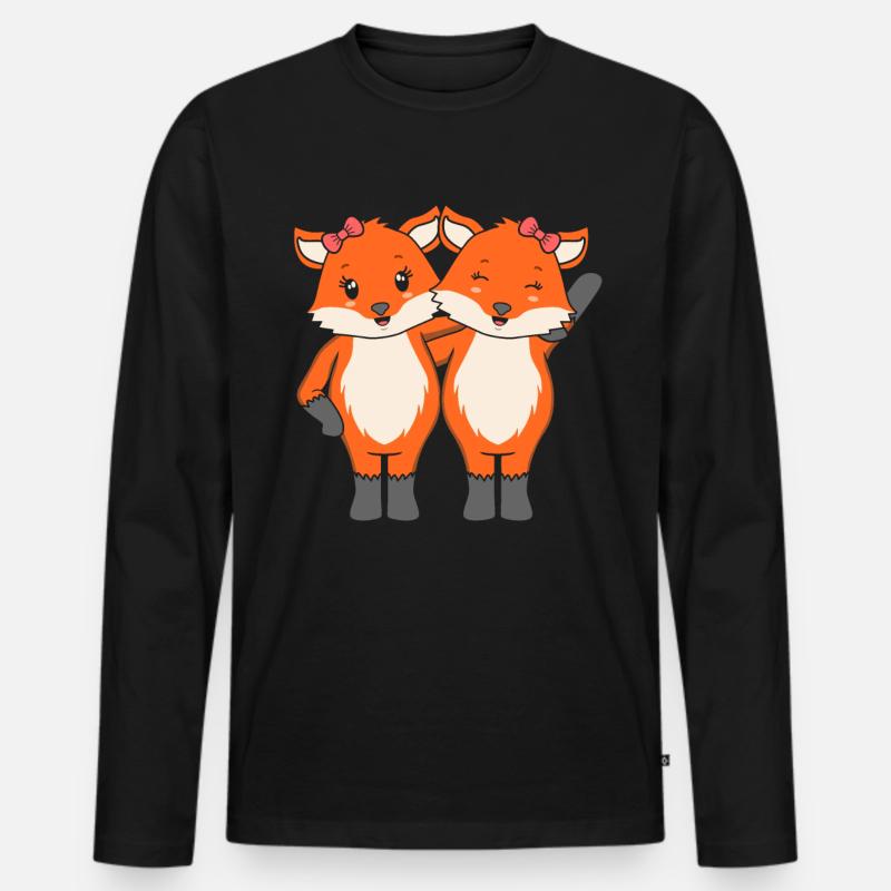 Füchse - Männer Premium Bio Langarmshirt - Schwarz
