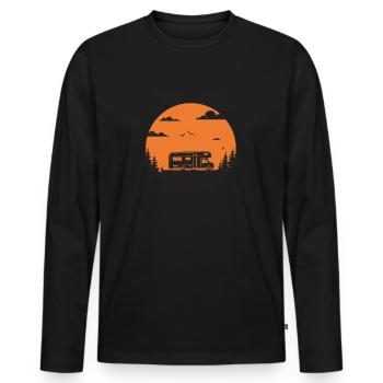 Camping-car pour camper dans la nature - T-shirt manches longues Premium bio Homme - noir - Devant - Nico (187cm)