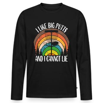 Disc Golf Spruch I Like Big Putts And I Cannot Lie - Männer Premium Bio Langarmshirt - Schwarz - Vorne - Nico (187cm)
