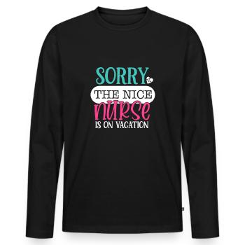 Désolé, la gentille infirmière est en vacances - cadeau d'infirmière - T-shirt manches longues Premium bio Homme - noir - Devant - Nico (187cm)