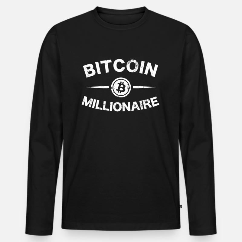 Bitcoin Millionaire - Bitcoin Button - Bitcoins - Männer Premium Bio Langarmshirt - Schwarz