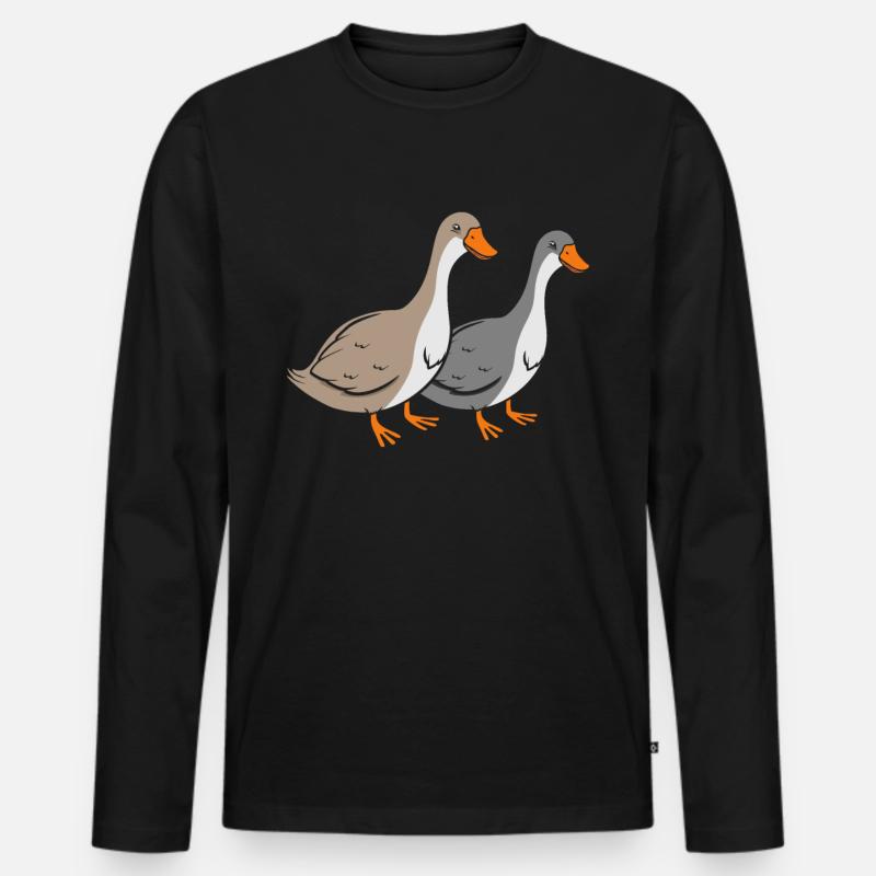 Enten - Männer Premium Bio Langarmshirt - Schwarz
