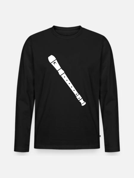 Flöte - Männer Premium Bio Langarmshirt - Schwarz