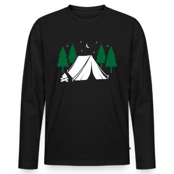 Zelt - Männer Premium Bio Langarmshirt - Schwarz - Vorne - Nico (187cm)