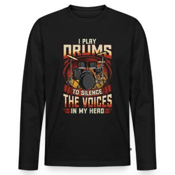 Drums Statement Drummer Drums Saying Gift - Men's Premium Organic Long Sleeve Shirt - black - Front - Nico (187cm)