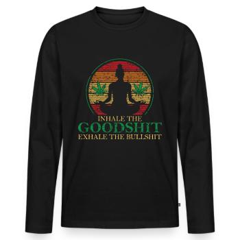 Weed Cannabis Joint THC Yoga Meditation Gift - Men's Premium Organic Long Sleeve Shirt - black - Front - Nico (187cm)
