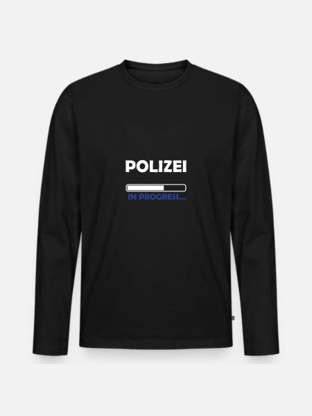 Polizei in progress - Männer Premium Bio Langarmshirt - Schwarz