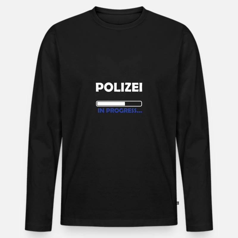 Polizei in progress - Männer Premium Bio Langarmshirt - Schwarz