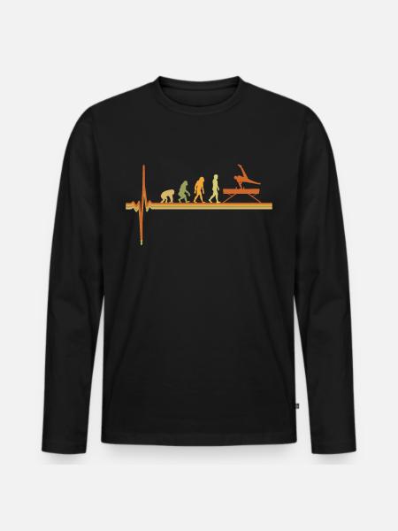Gymnastics Heartbeat Turner Evolution Retro - Men's Premium Organic Long Sleeve Shirt - black