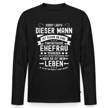 Ehemann Geschenk Mann Valentinstag Vergeben - Männer Premium Bio Langarmshirt - Schwarz - Vorne - Nico (187cm)