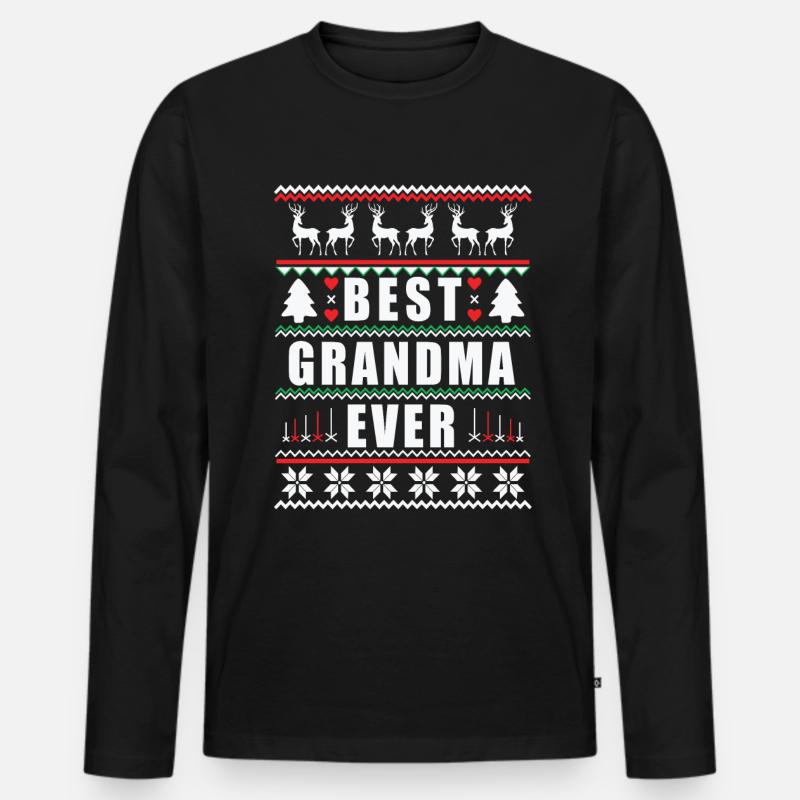 Best Grandma Ever - Männer Premium Bio Langarmshirt - Schwarz