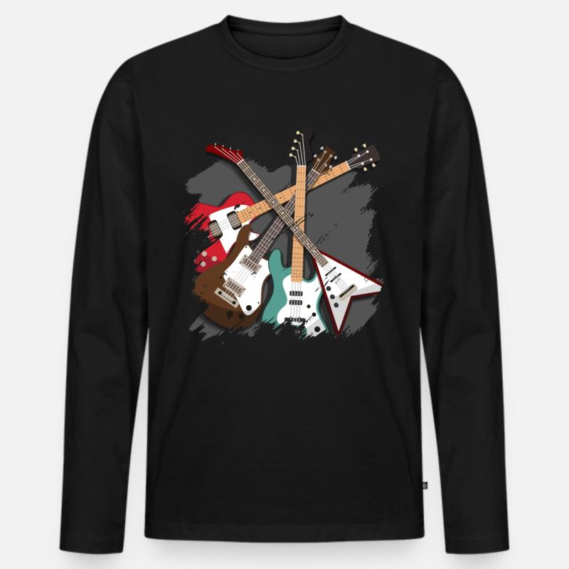 Bassgitarre - Männer Premium Bio Langarmshirt - Schwarz