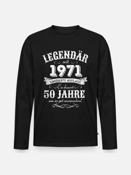 50. Geburtstag Legendär seit 1971 Retro - Männer Premium Bio Langarmshirt - Schwarz
