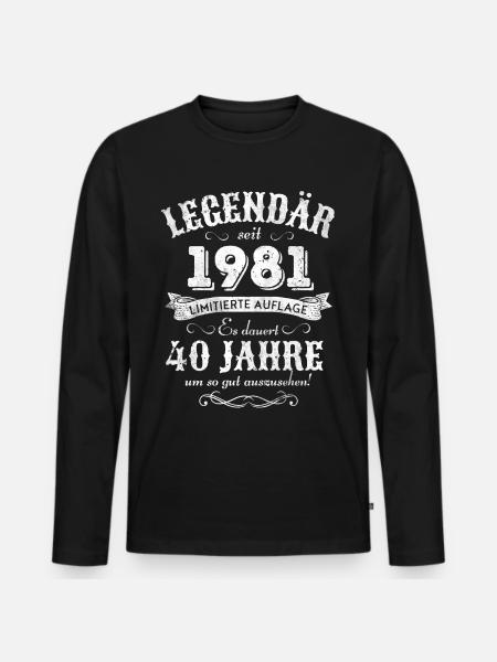 40. Geburtstag Legendär seit 1981 Retro - Männer Premium Bio Langarmshirt - Schwarz
