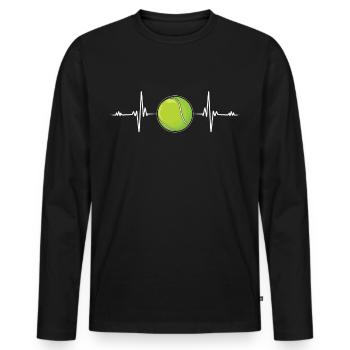 Tennis Heartbeat Tennis Ball Funny Gift - Men's Premium Organic Long Sleeve Shirt - black - Front - Nico (187cm)