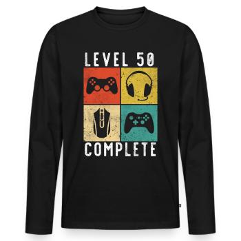 50th birthday level Complete Gaming - Men's Premium Organic Long Sleeve Shirt - black - Front - Nico (187cm)