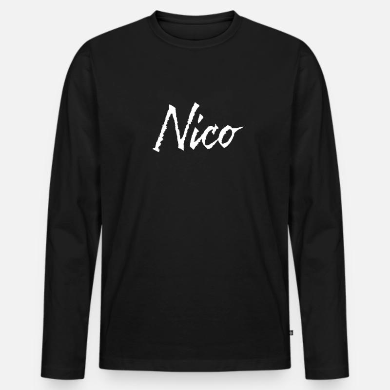 Nico - Männer Premium Bio Langarmshirt - Schwarz