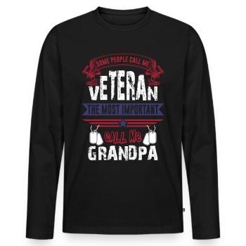 USUS Army - certaines personnes m'appellent vétéran - T-shirt manches longues Premium bio Homme - noir - Devant - Nico (187cm)
