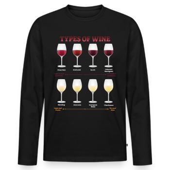 Wine white wine types of wine red wine winemaker gift - Men's Premium Organic Long Sleeve Shirt - black - Front - Nico (187cm)
