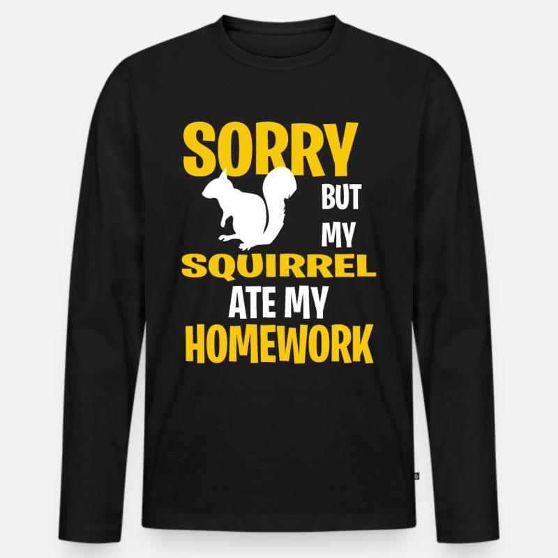 Funny Squirrel Present Idea - Männer Premium Bio Langarmshirt - Schwarz