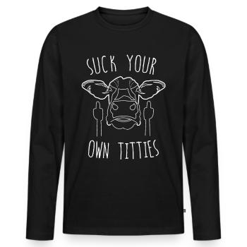 Suck your own titties - Men's Premium Organic Long Sleeve Shirt - black - Front - Nico (187cm)