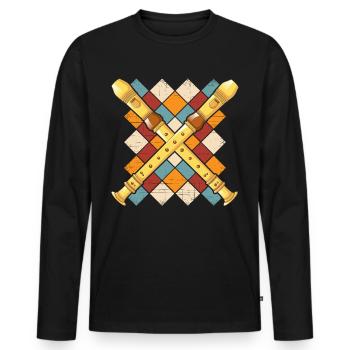 Flûte Flûte Flûte Flûte Flûtiste Flûtiste Rétro - T-shirt manches longues Premium bio Homme - noir - Devant - Nico (187cm)
