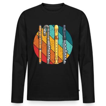 Flûte Flûte Flûte Flûte Flûtiste Flûtiste Rétro Vintage - T-shirt manches longues Premium bio Homme - noir - Devant - Nico (187cm)
