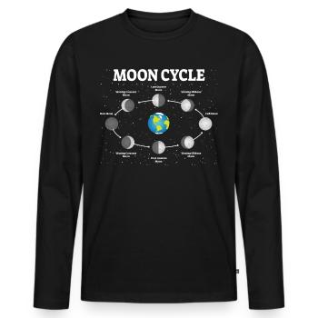 Mondphasen Moon Phases Mond Vollmond Astronomie - Männer Premium Bio Langarmshirt - Schwarz - Vorne - Nico (187cm)