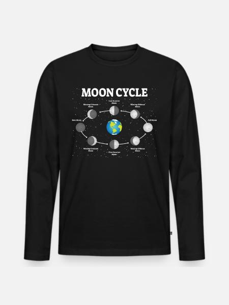 Moon Faser Moon Faser Moon Fuldmåne Astronomi - Premium økologisk langærmet T-shirt til mænd - sort