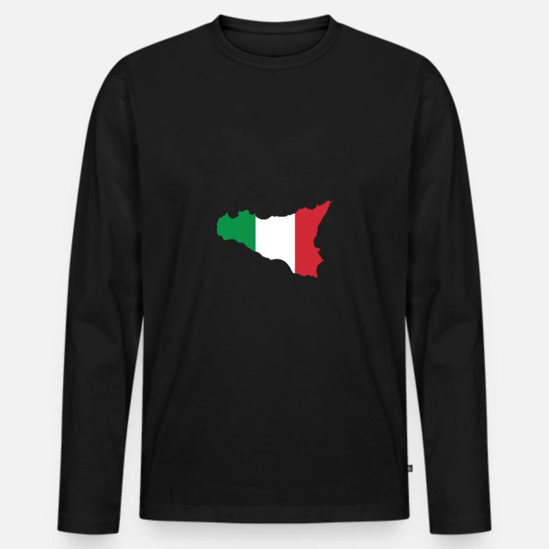 Sizilien - Männer Premium Bio Langarmshirt - Schwarz