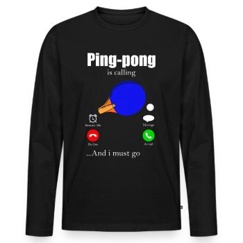 Ping-Pong - Männer Premium Bio Langarmshirt - Schwarz - Vorne - Nico (187cm)