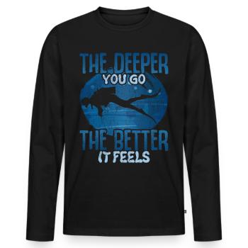 Deep Diving Taucher Scuba Diving Tauchen Geschenk - Männer Premium Bio Langarmshirt - Schwarz - Vorne - Nico (187cm)