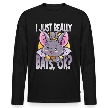 Je suis Juste Really Like Bats, d’accord ? Les amoureux de la chauve-souris - T-shirt manches longues Premium bio Homme - noir - Devant - Nico (187cm)