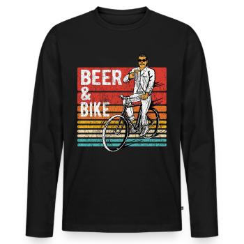 Beer & Bike Bier & Fahrrad Fahrradfahren Geschenk - Männer Premium Bio Langarmshirt - Schwarz - Vorne - Nico (187cm)