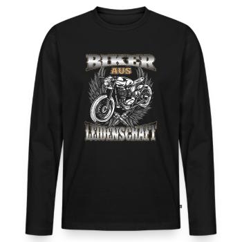 Biker aus Leidenschaft Motorrad Geschenk - Männer Premium Bio Langarmshirt - Schwarz - Vorne - Nico (187cm)
