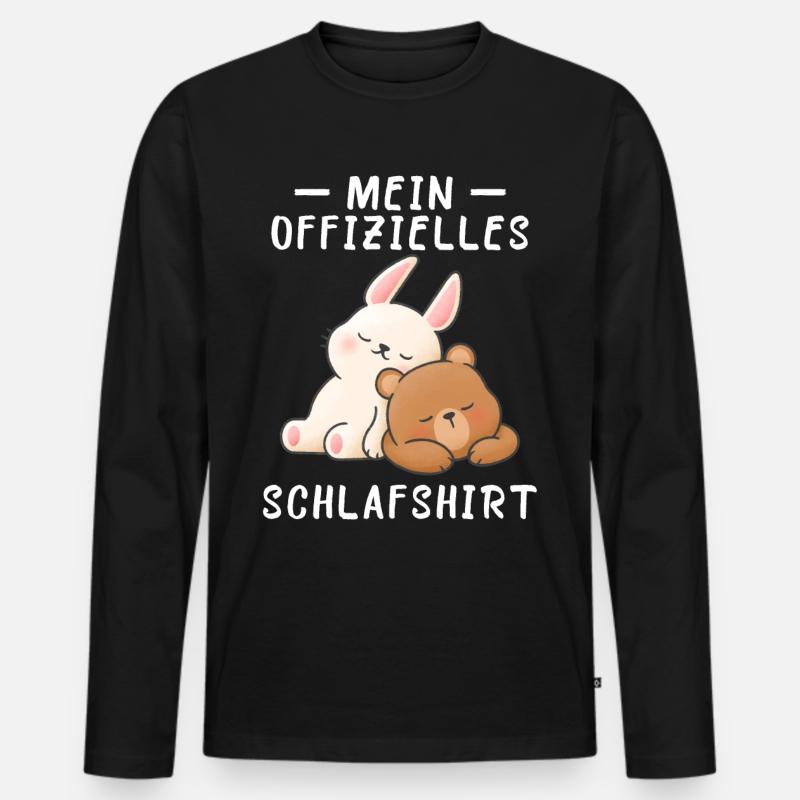 Hase Bär Schlafshirt Geschenk Geburtstag - Männer Premium Bio Langarmshirt - Schwarz
