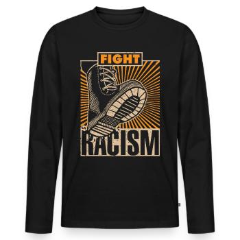 FIGHT RACISM - Contre les nazis & le racisme - T-shirt manches longues Premium bio Homme - noir - Devant - Nico (187cm)