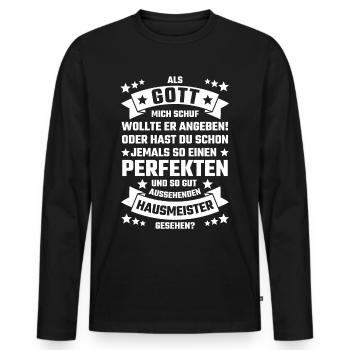 Hausmeister Geschenk Hausverwalter - Männer Premium Bio Langarmshirt - Schwarz - Vorne - Nico (187cm)
