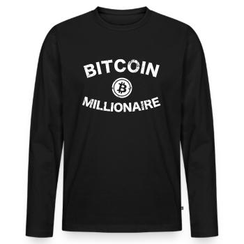 Bitcoin Millionaire - Bitcoin Button - Bitcoins - Men's Premium Organic Long Sleeve Shirt - black - Front - Nico (187cm)